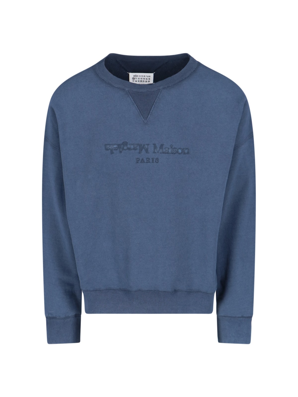 Shop Maison Margiela Logo Crewneck Sweatshirt In Blue