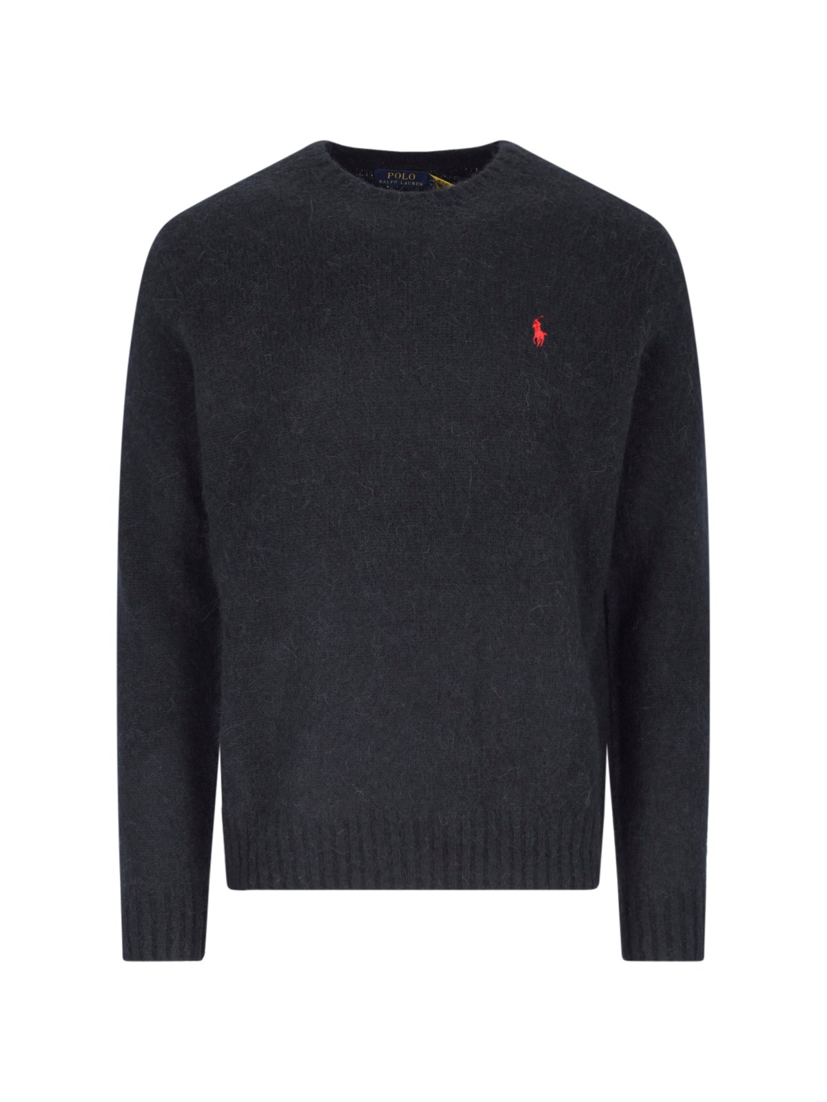 Shop Polo Ralph Lauren Logo Crew Neck Sweater In Black  