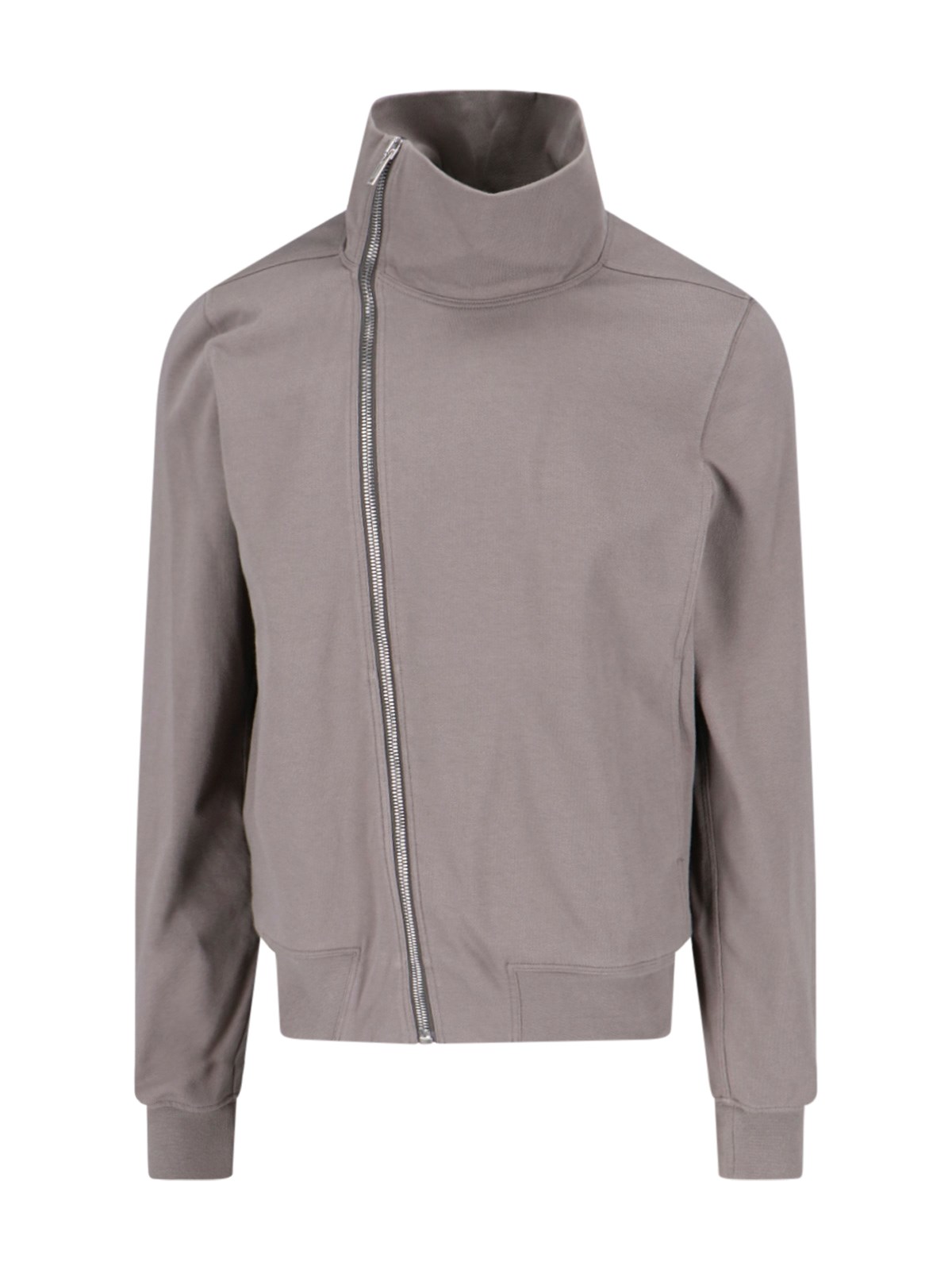Shop Rick Owens Asymmetrical Zip Sweatshirt In Taupe