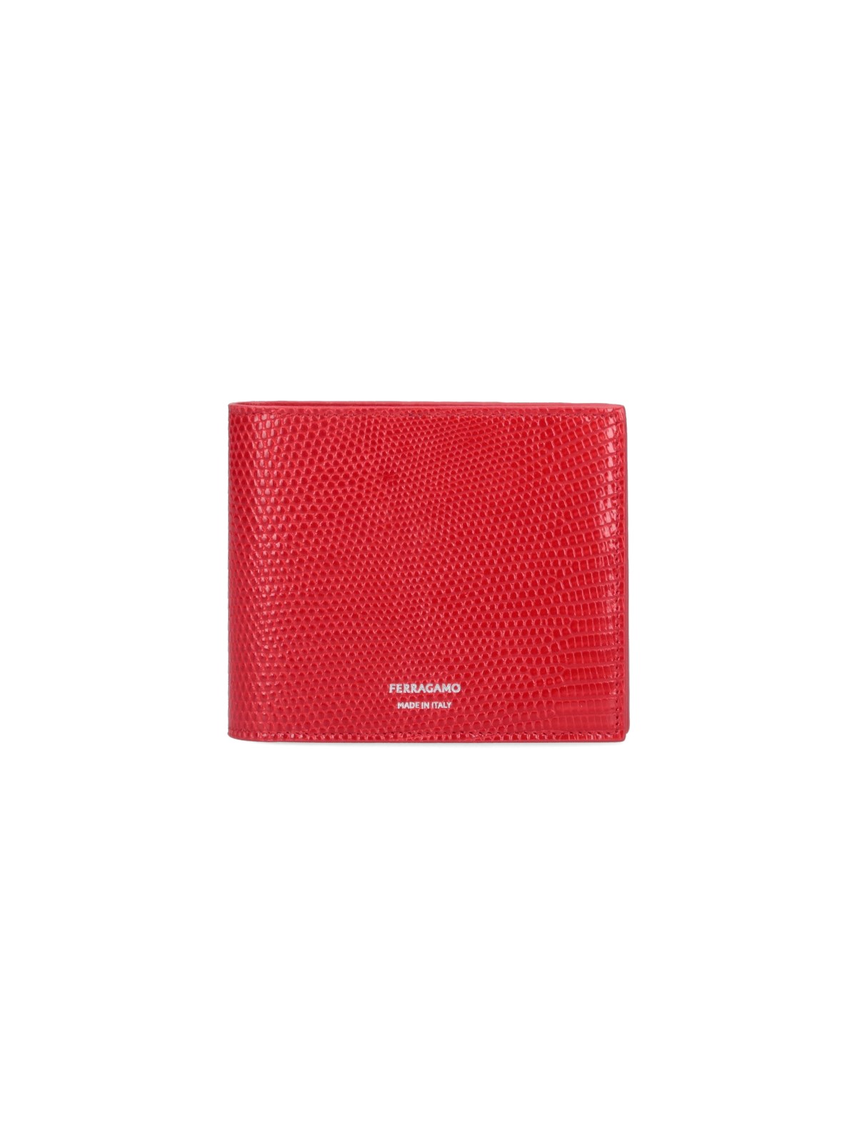 Shop Ferragamo Lizard Wallet In Red