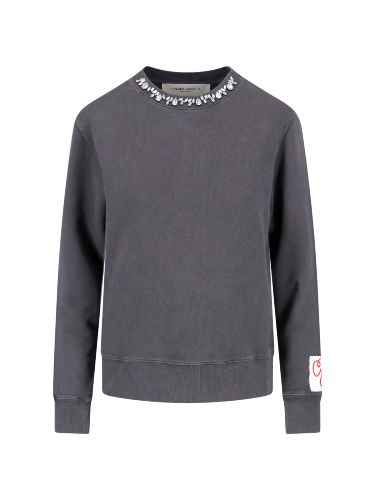 Shop Golden Goose Sweatshirt With Crystals Crewneck In Gray