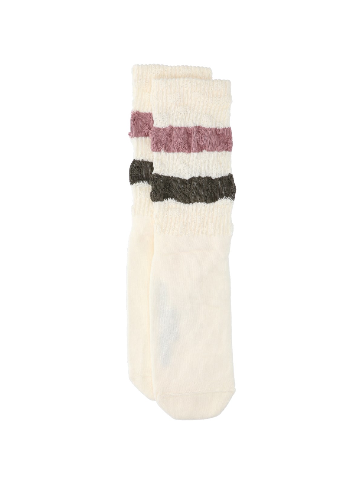 Golden Goose Striped Detail Socks In Cream