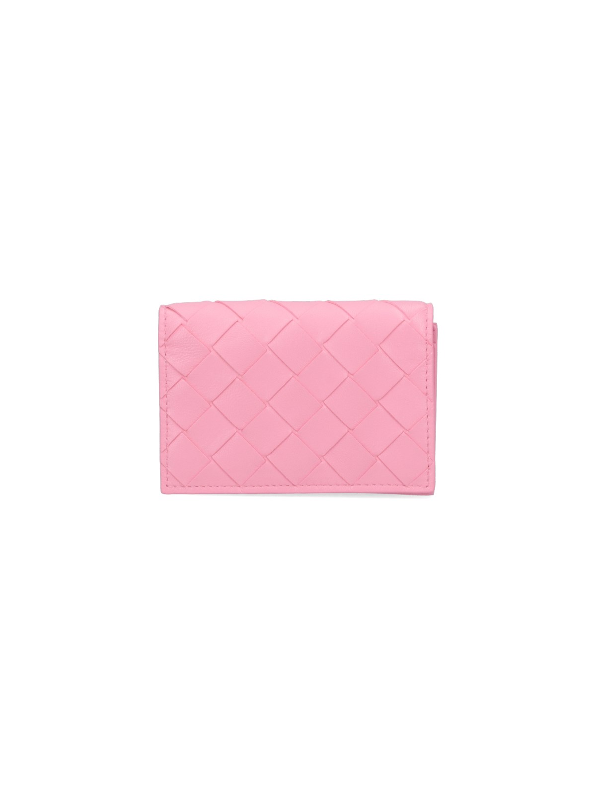 Bottega Veneta Woven Business Card Holder In Pink