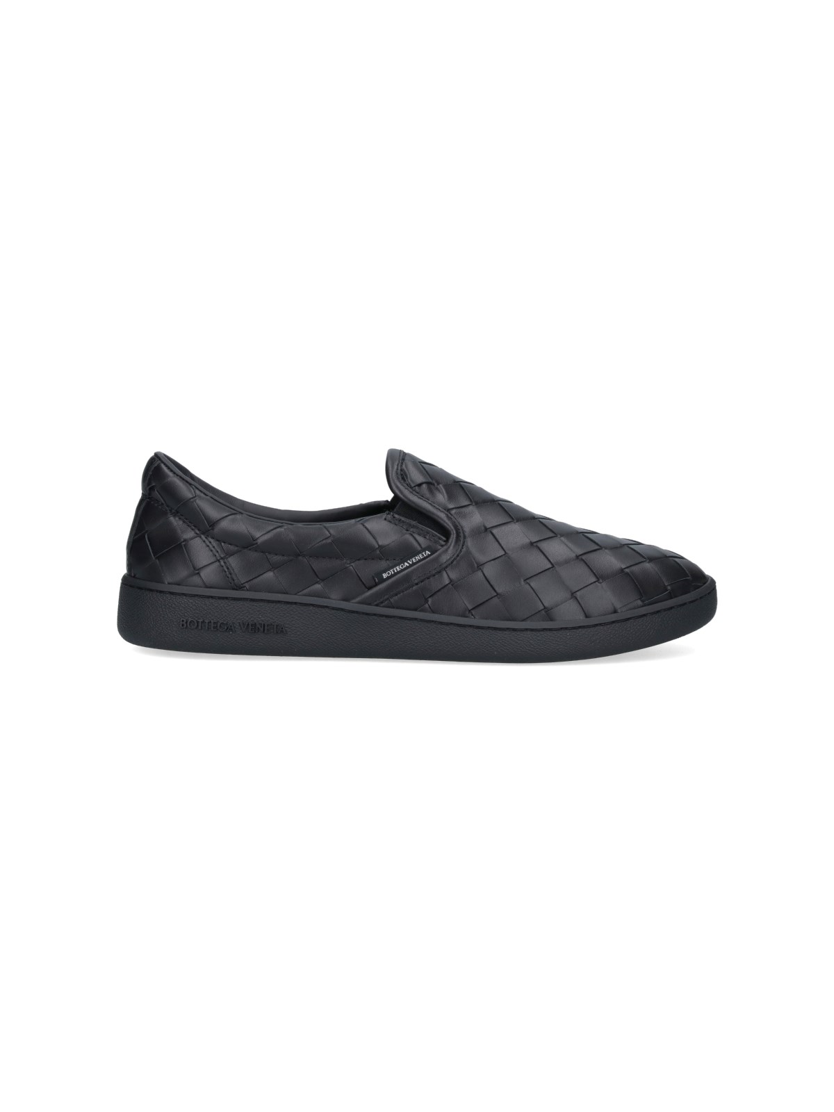 Shop Bottega Veneta Woven Slip-on Sneakers In Black  