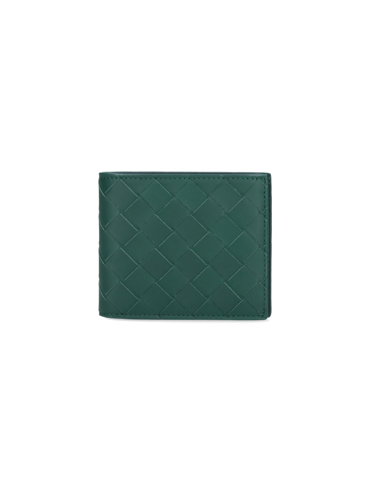 Bottega Veneta Woven Bi-fold Wallet In Green