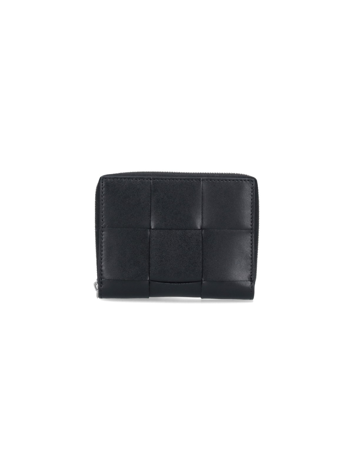 Bottega Veneta Woven Zip Wallet In Black  
