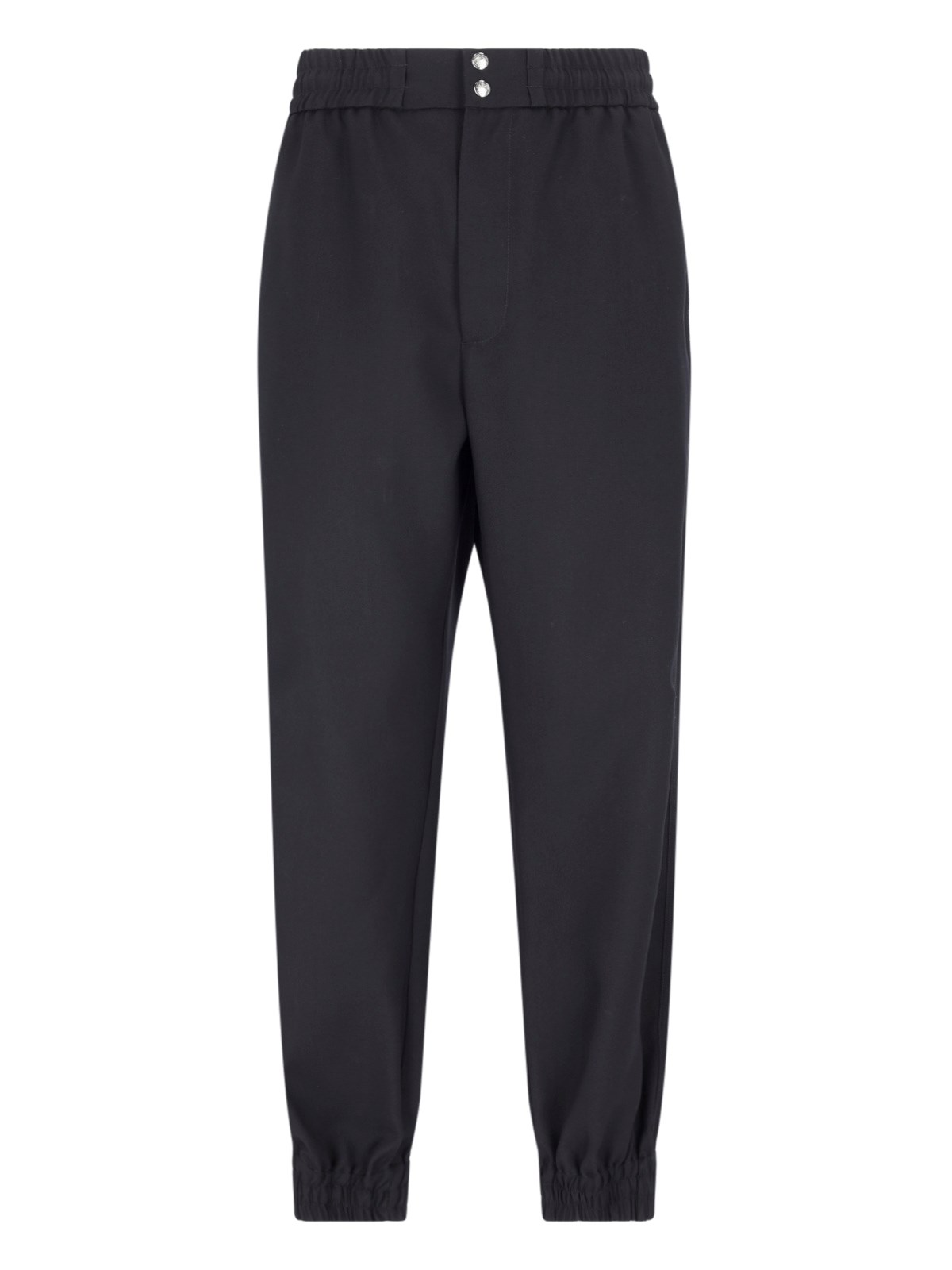 Alexander Mcqueen Straight Trousers With Elastic Cuffs And Zipper In Black