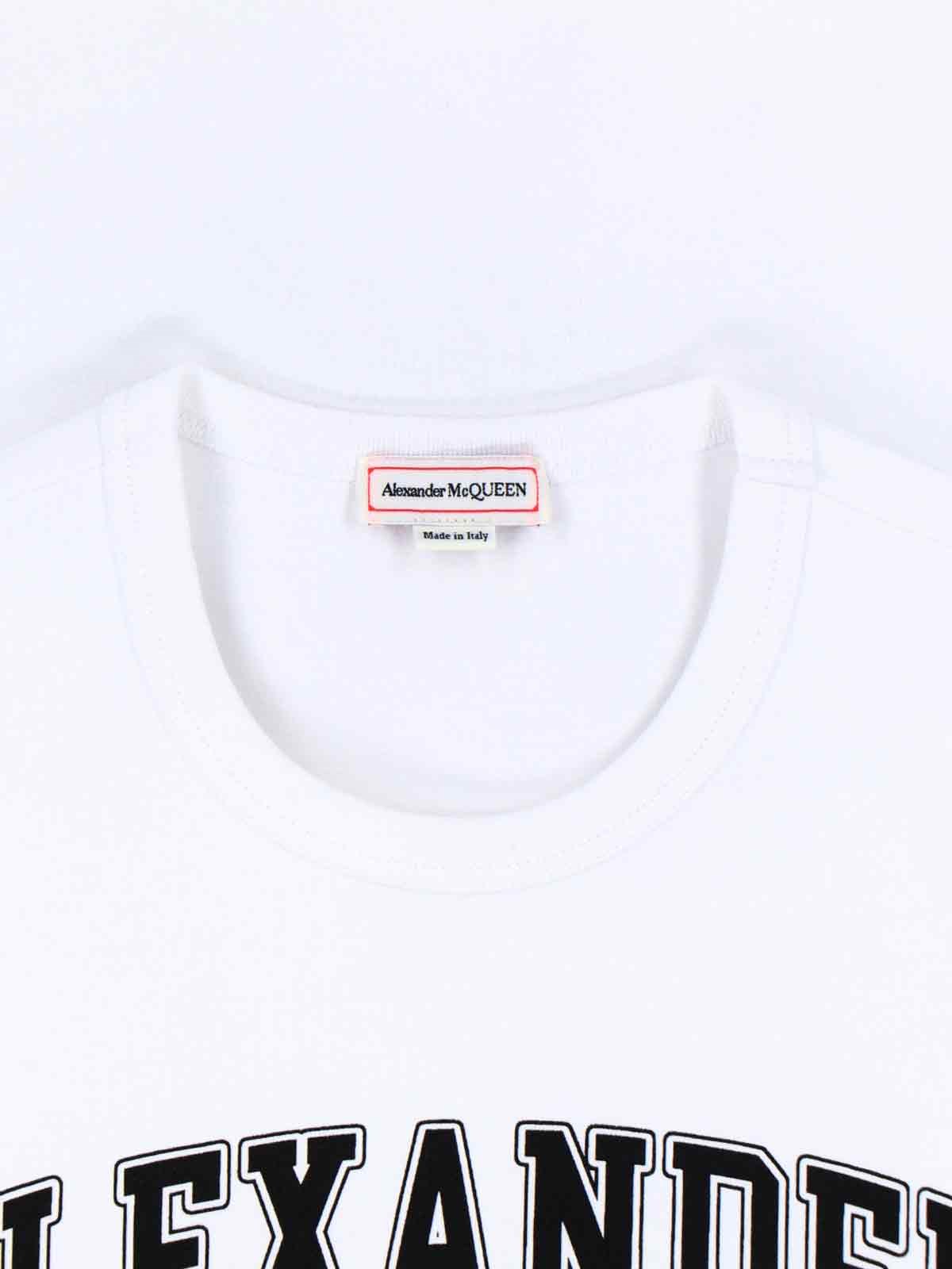★alexander mcqueen★ Varsity Short Sleeve T-Shirt White Bla ALEXANDER MCQUEEN Varsity Branding T-shirt White - Clothing