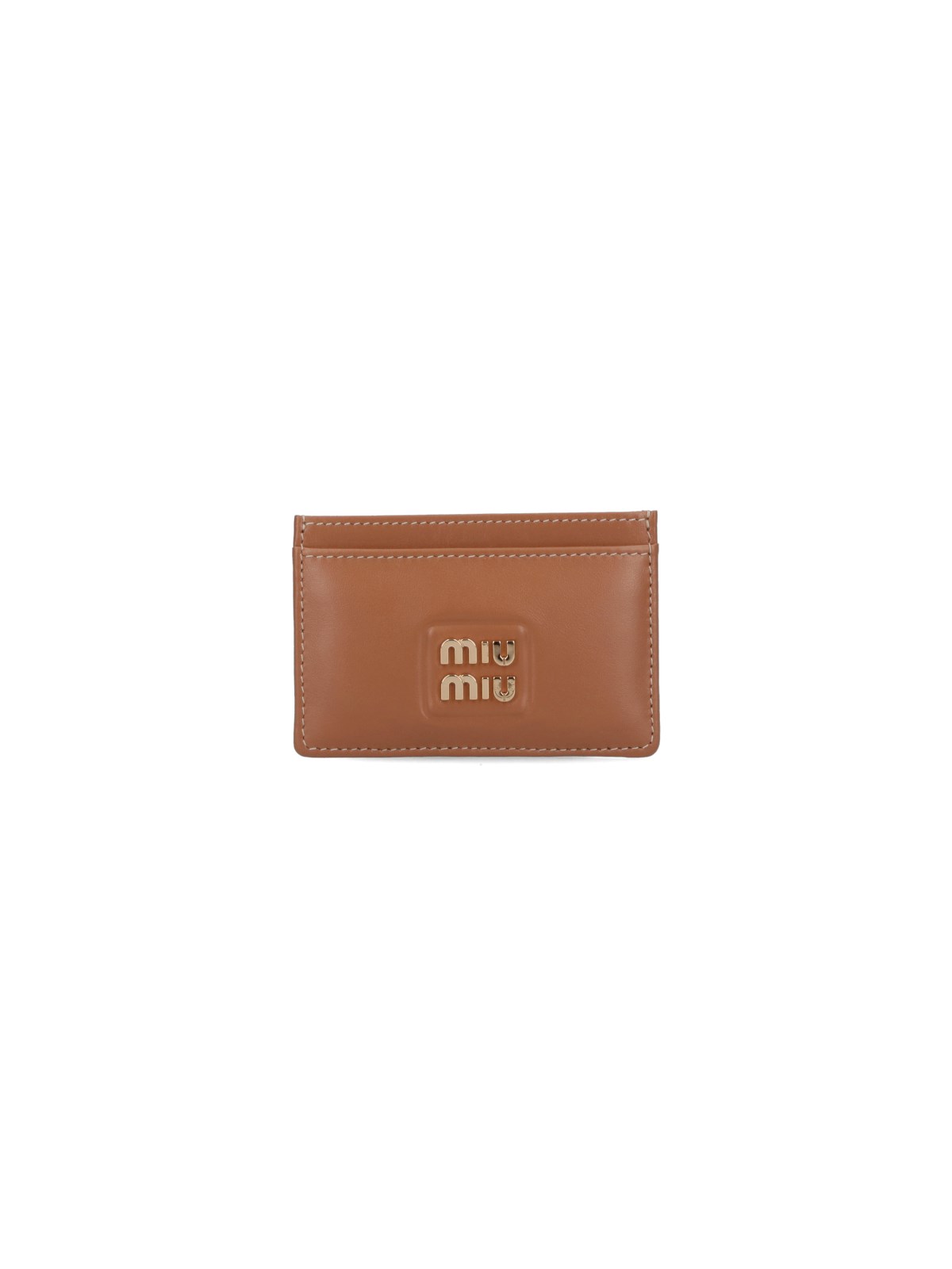 Miu Miu Logo Card Holder In Brown
