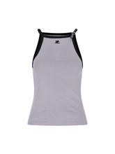 Logo ribbed-knit tank top in black - Courreges
