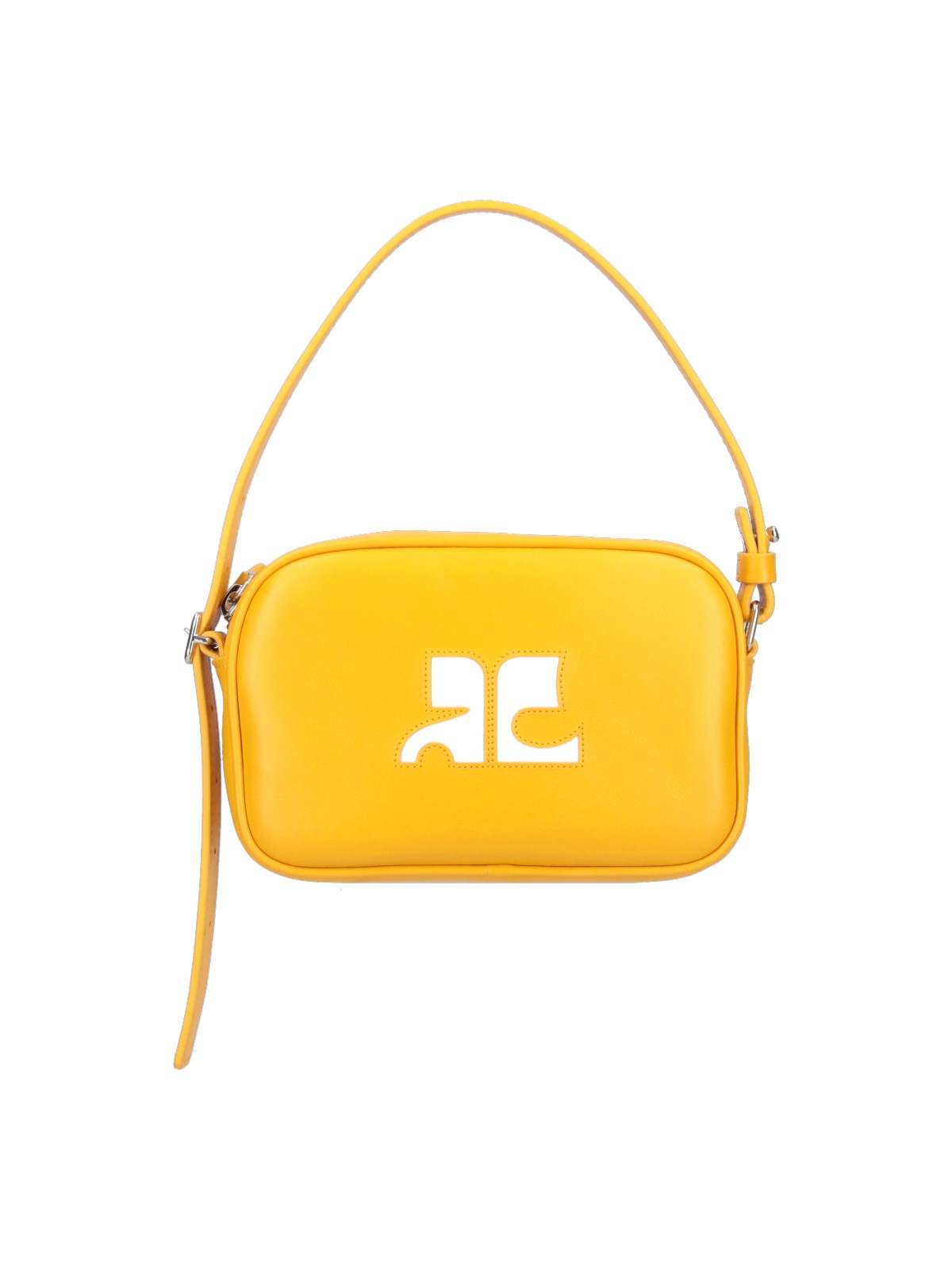 Shop Courrèges 'slim Leather Camera' Shoulder Bag In Yellow