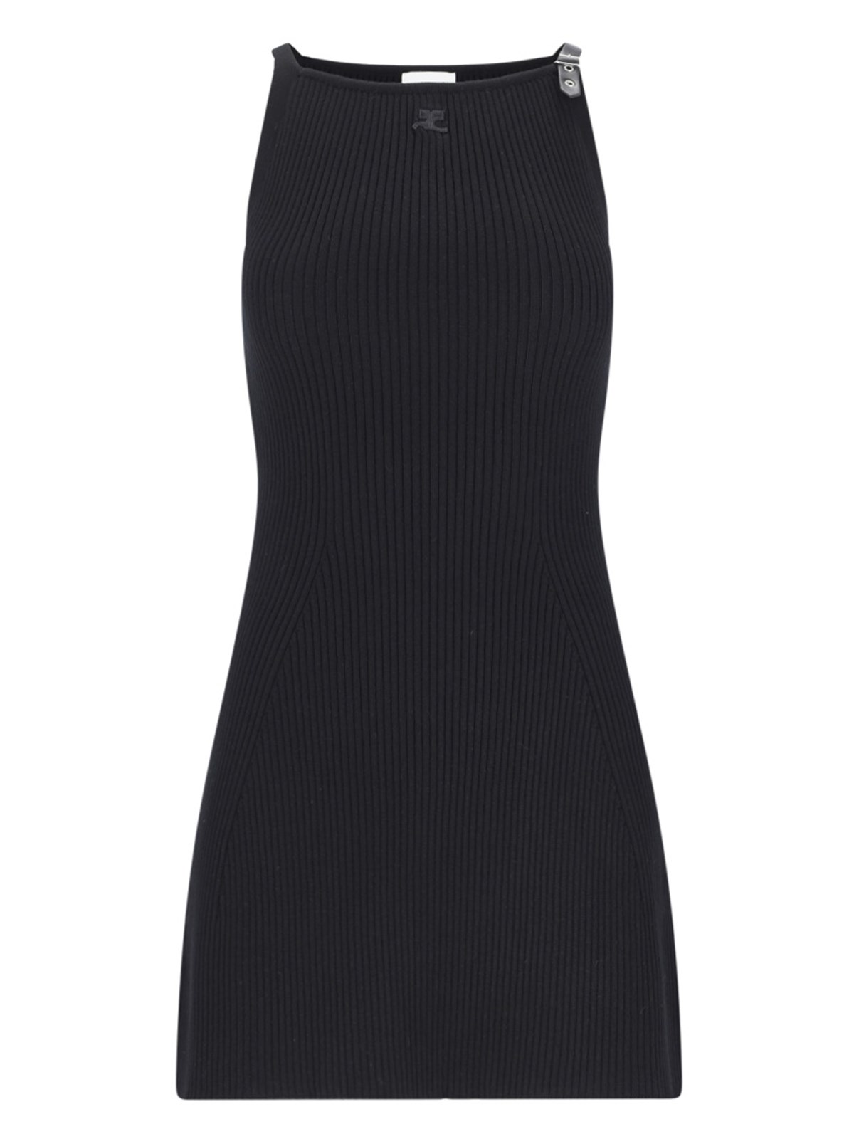 Shop Courrèges Ribbed Mini Dress In Black  