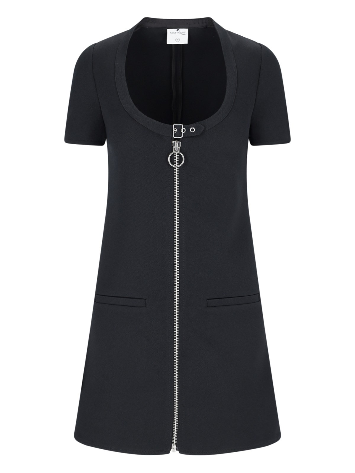 Shop Courrèges Zip Mini Dress In Black  