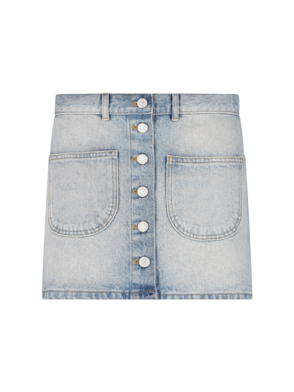 Shop Courrèges Denim Mini Skirt In Light Blue