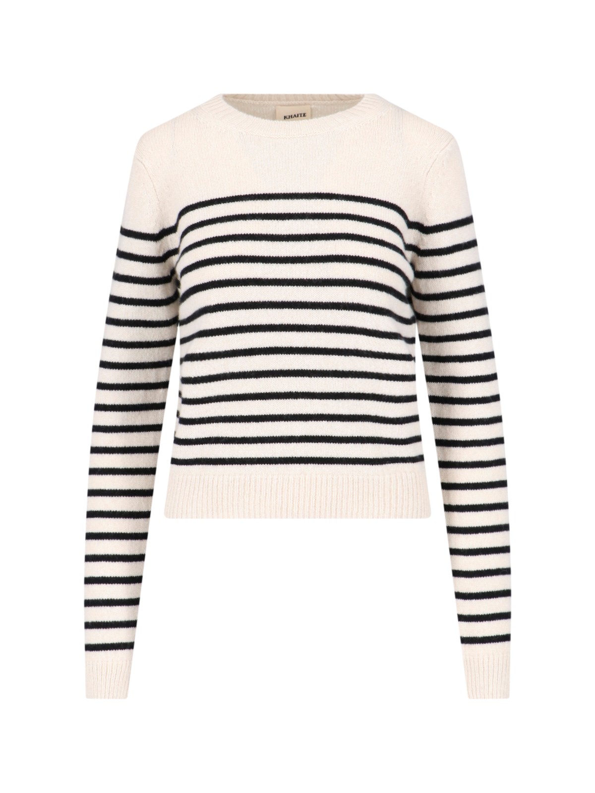 Shop Khaite Striped Sweater In Cream
