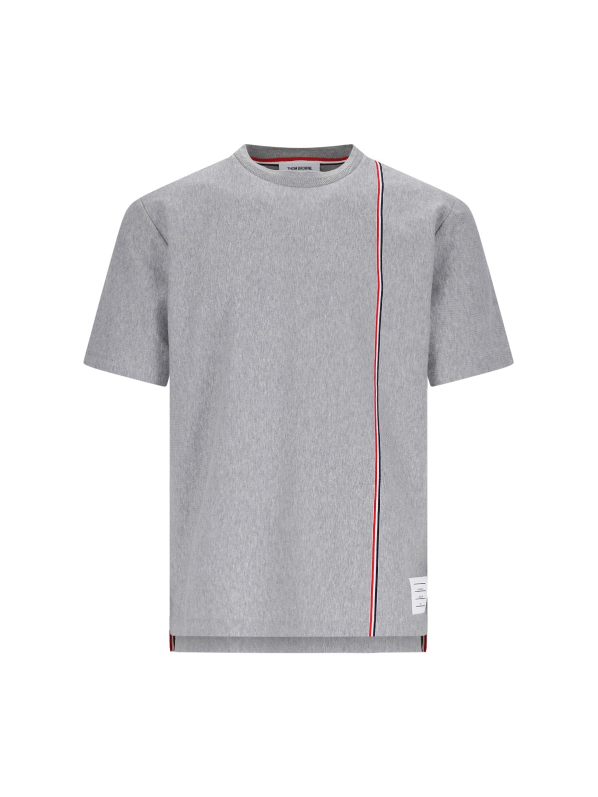 Thom Browne Tricolor Detail T-shirt In Grey