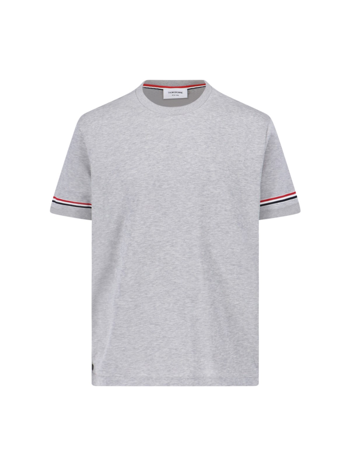Thom Browne Tricolor Detail T-shirt In Gray