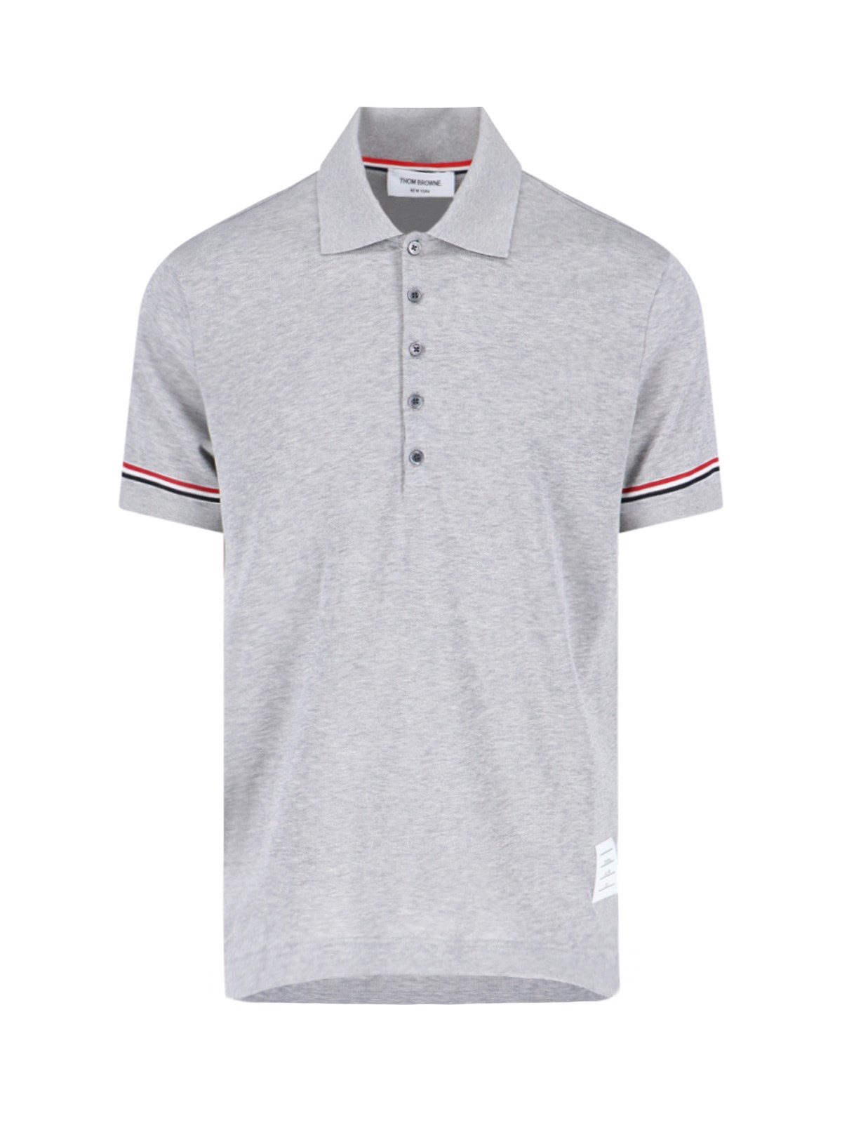 Thom Browne Tricolor Detail Polo Shirt In Gray
