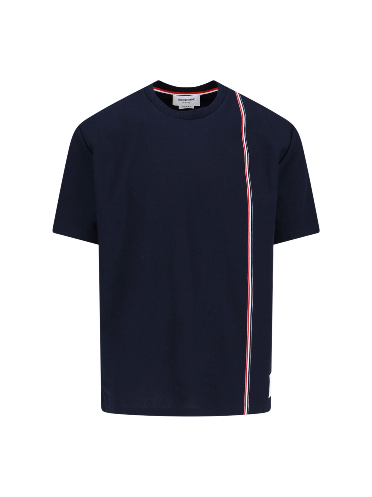 Thom Browne Tricolor Detail T-shirt In Blue