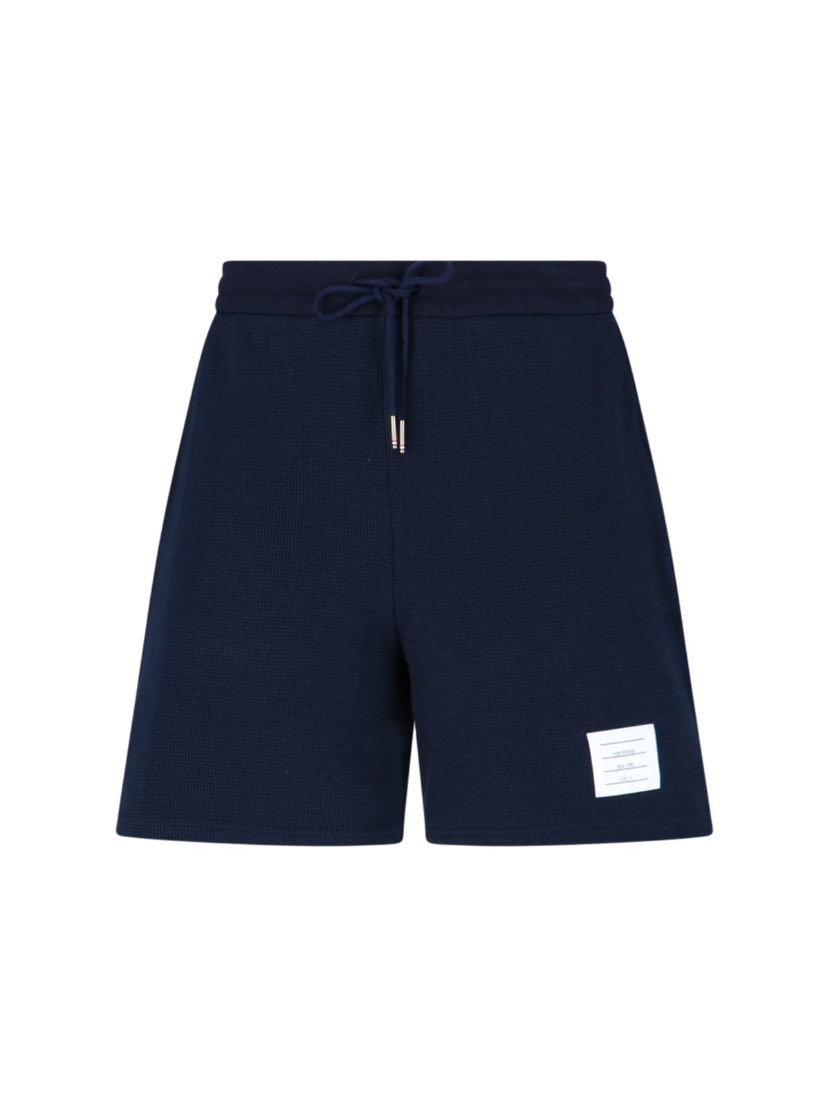 Thom Browne Logo Jogger Shorts In Blue