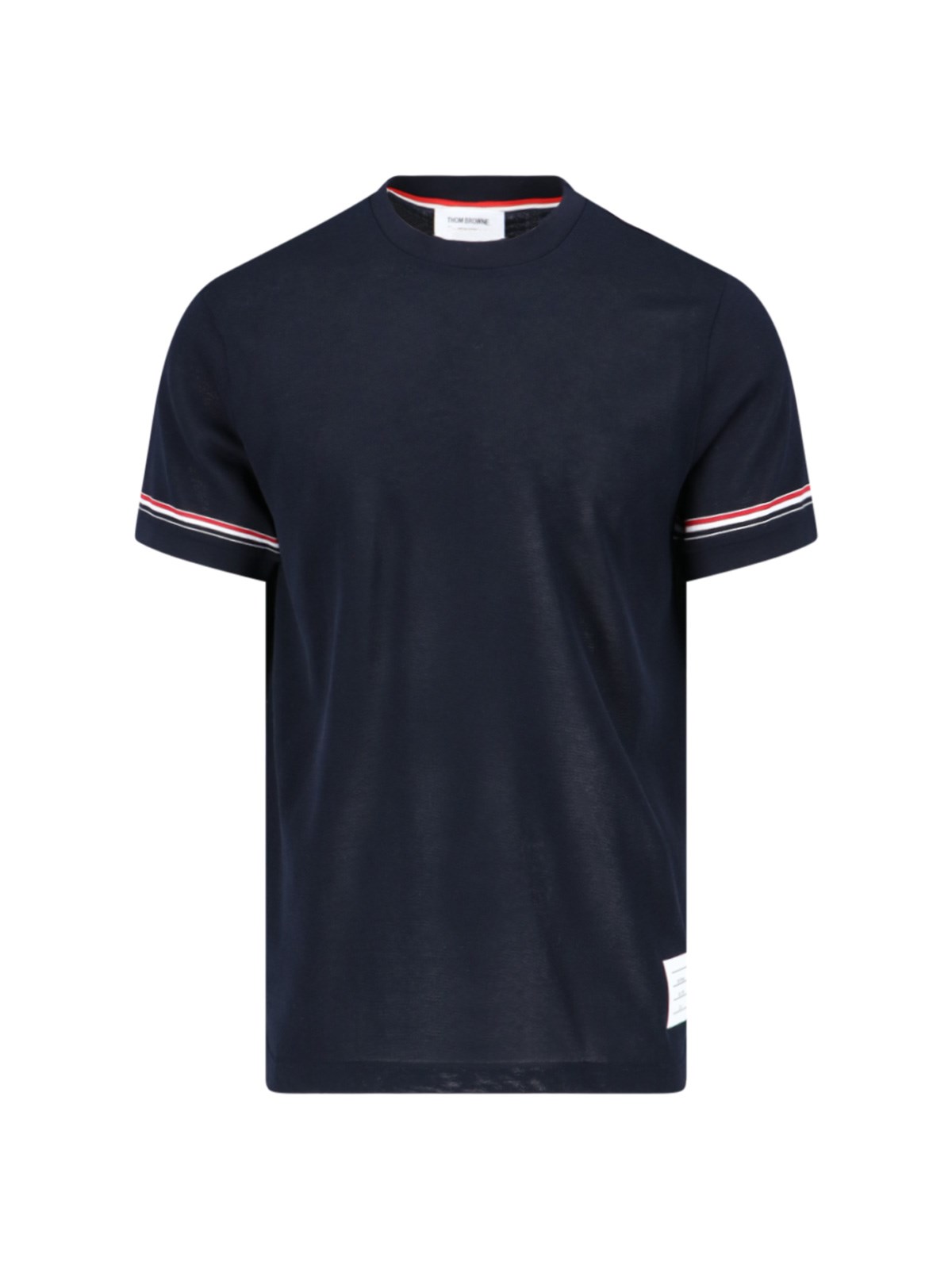 Thom Browne Tricolor Detail T-shirt In Blue