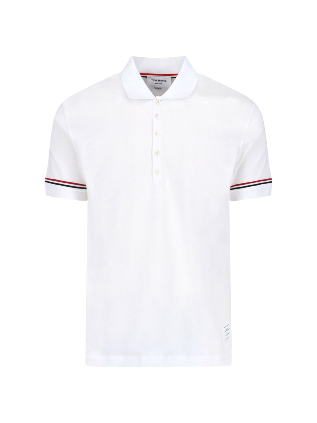 Thom Browne Tricolor Detail Polo Shirt In White