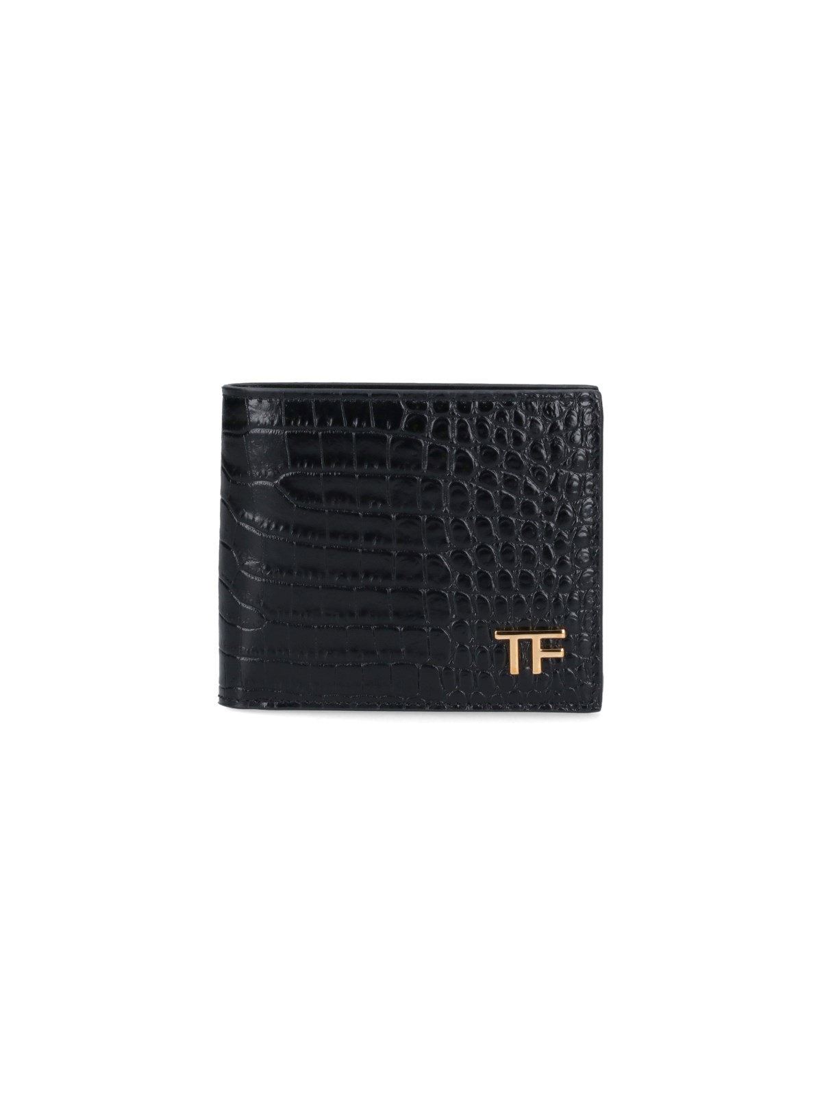 Tom Ford Croco Print Wallet In Black  