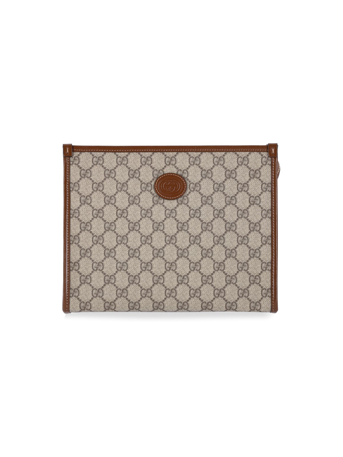 Shop Gucci 'gg' Beauty Case In Brown