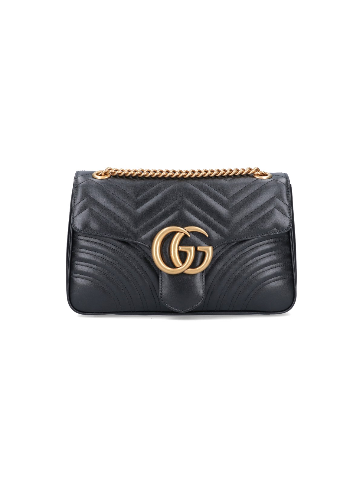Gucci Gg Marmont Medium Leather Shoulder Bag In Black  