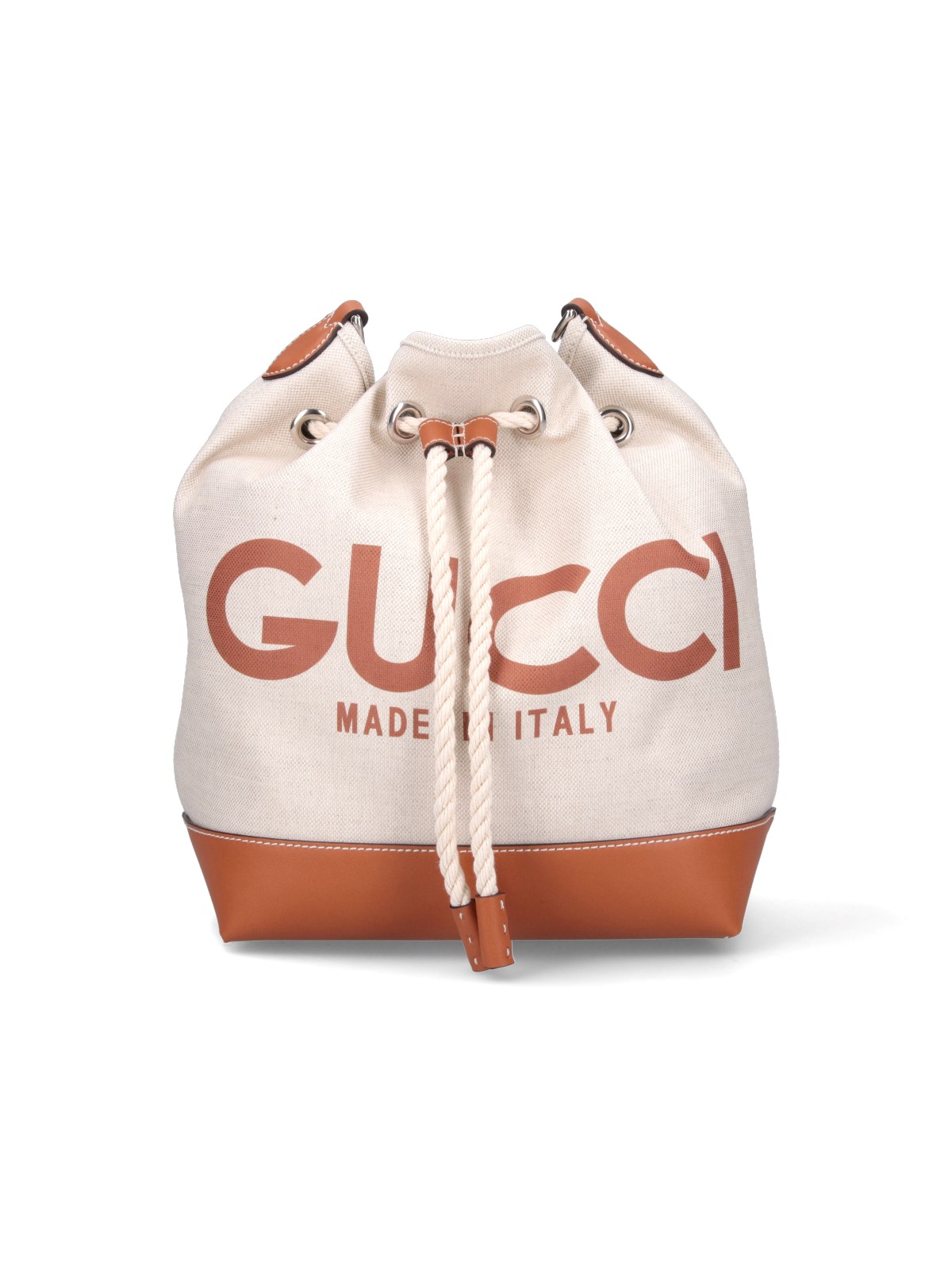 Shop Gucci Logo Bucket Bag In White