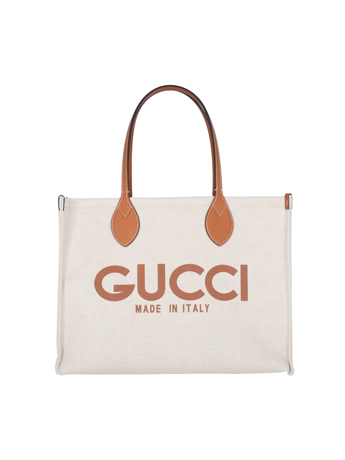 Shop Gucci Logo Canvas Bag In Cream