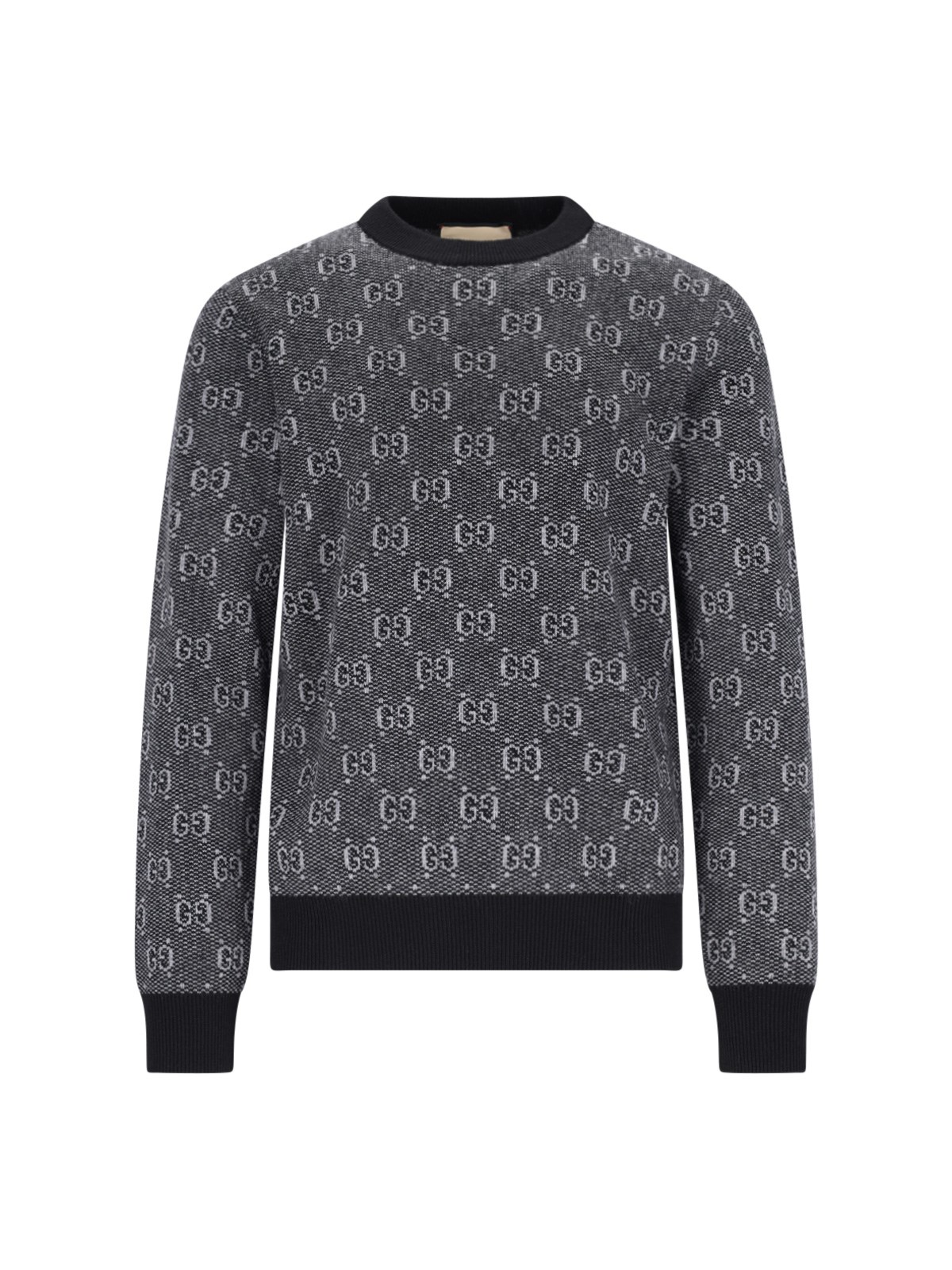Gucci 'gg' Jacquard Sweater In Gray