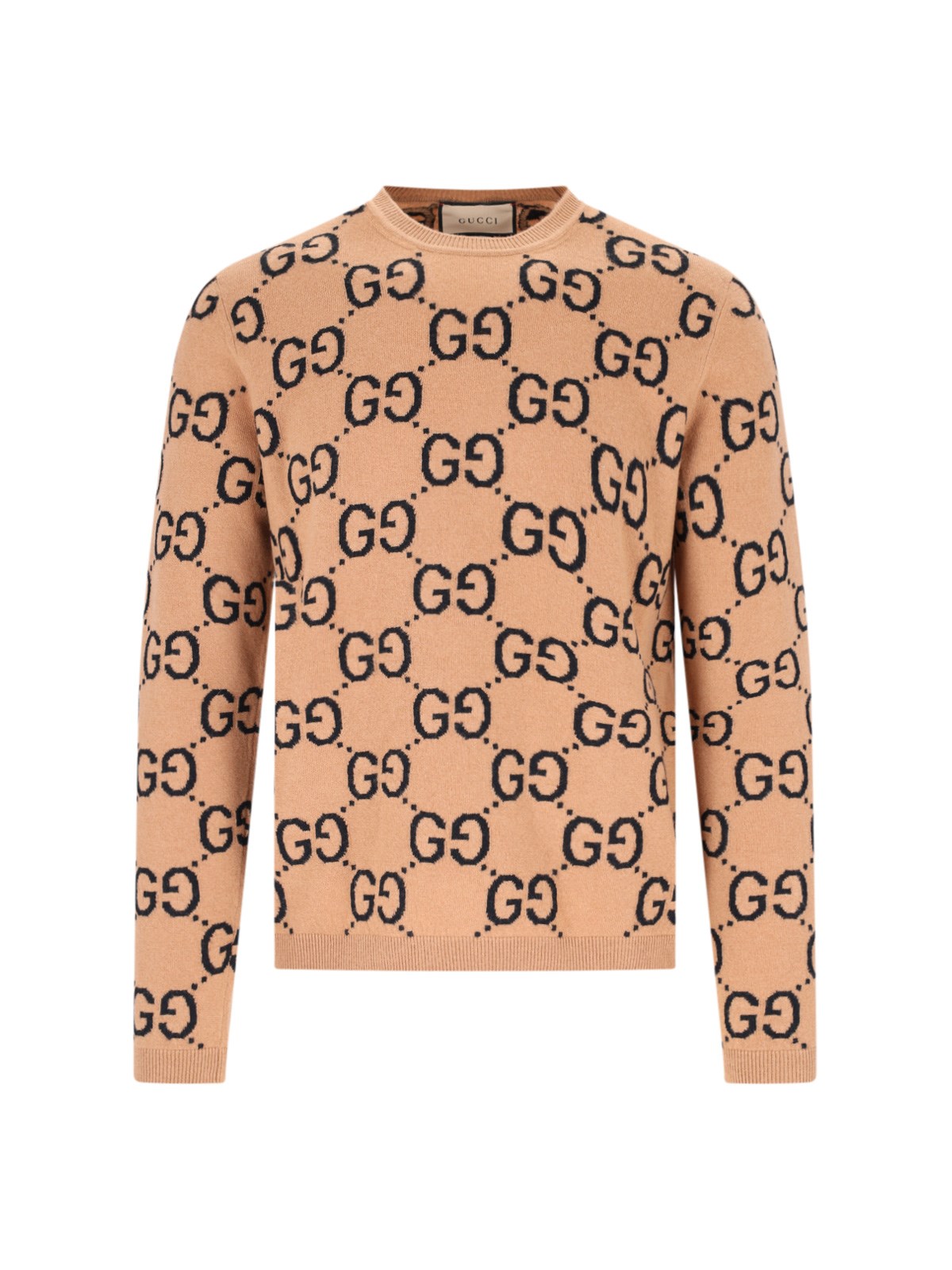 Shop Gucci 'gg Jacquard' Sweater In Brown