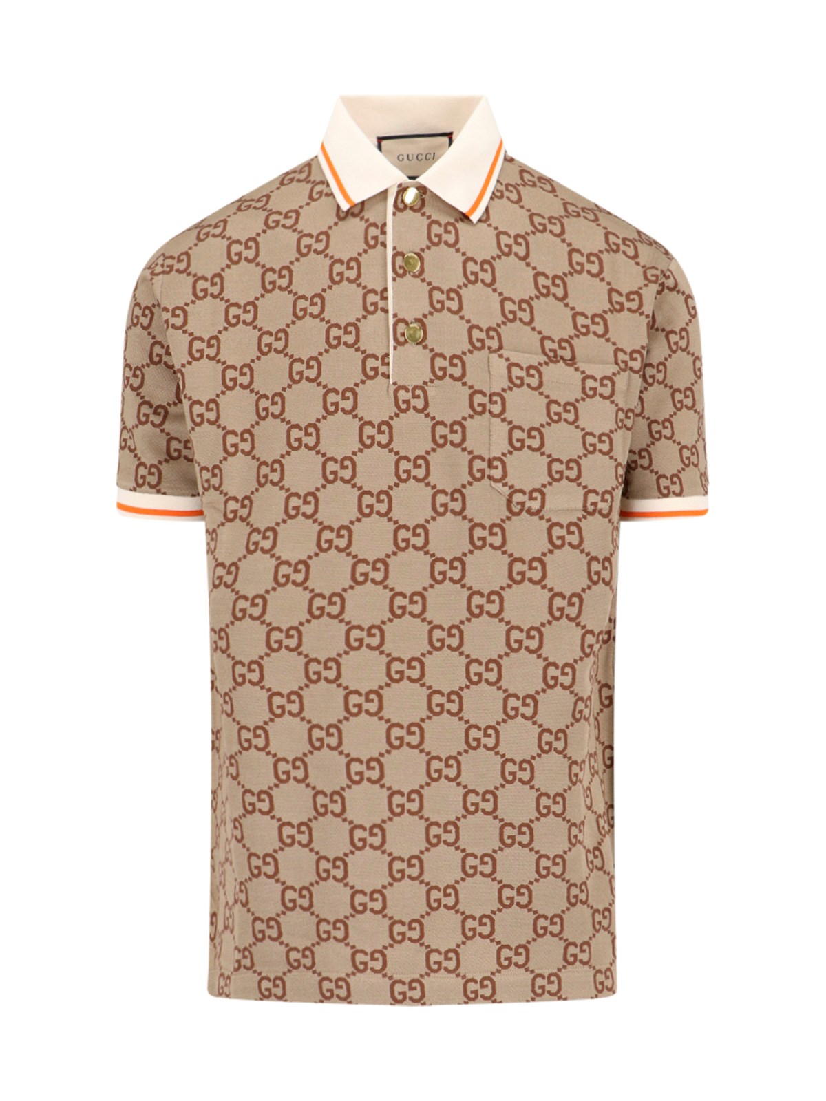 Shop Gucci Polo Shirt "gg" In Brown