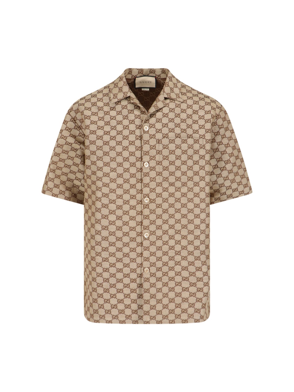 Gucci 'gg' Linen Shirt In Beige