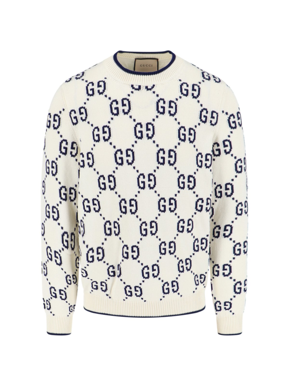 Gucci 'gg' Crew Neck Sweater In Gray