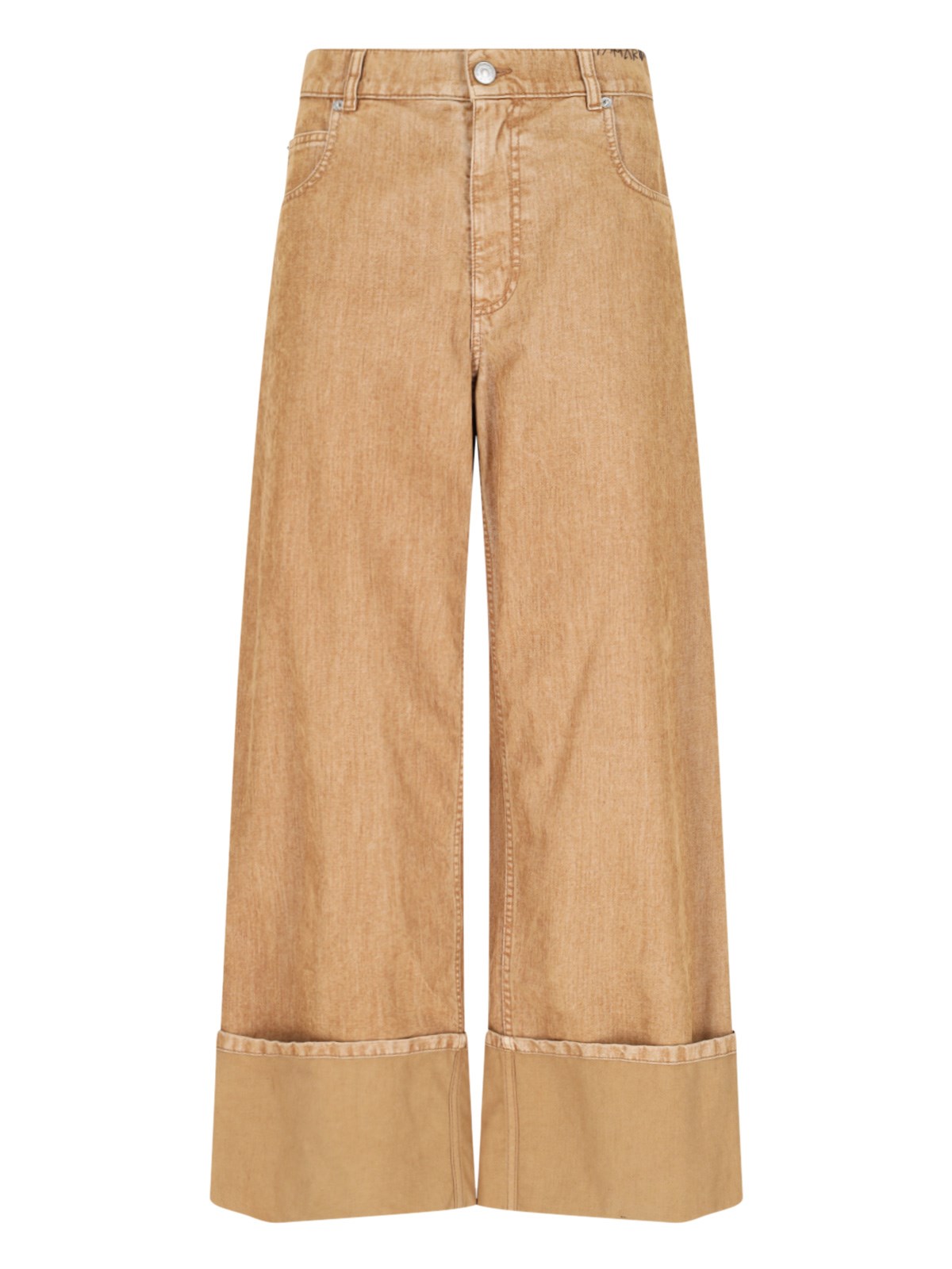 Shop Marni Lapel Detail Jeans In Brown