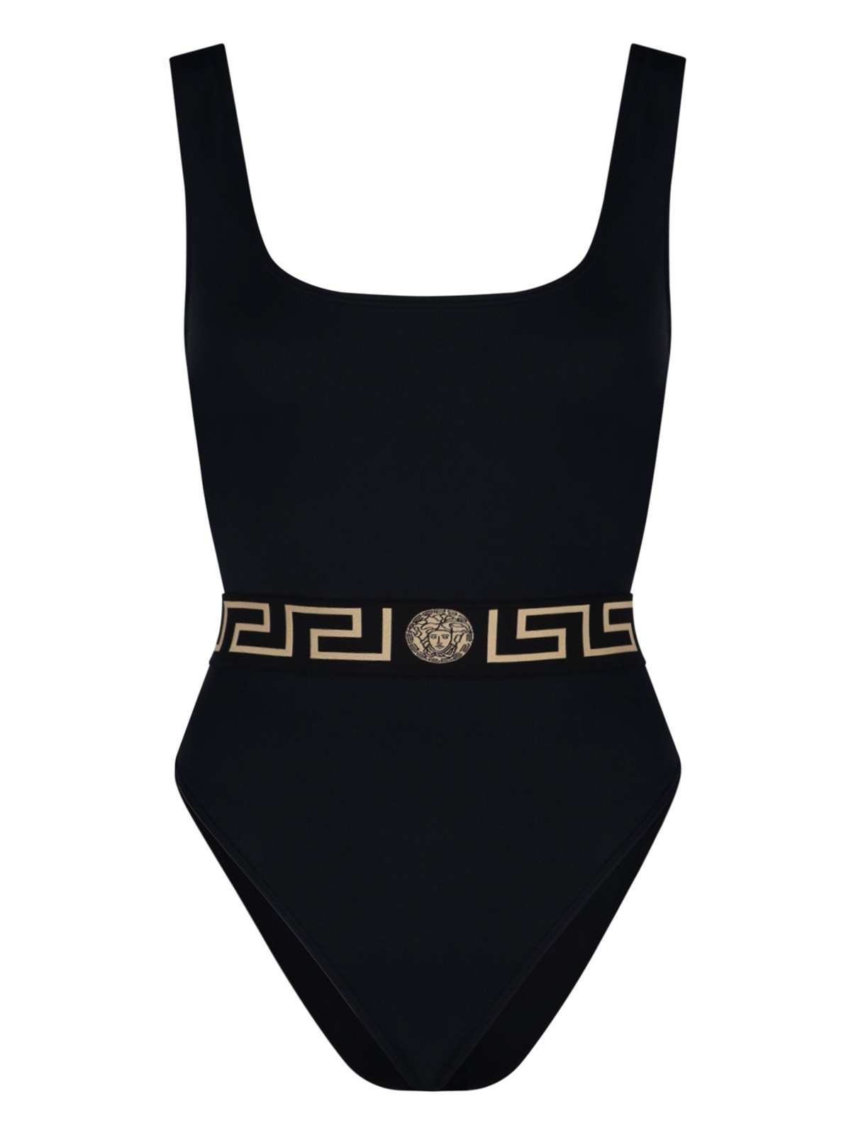 Shop Versace Greek One-piece Swimsuit In Black  