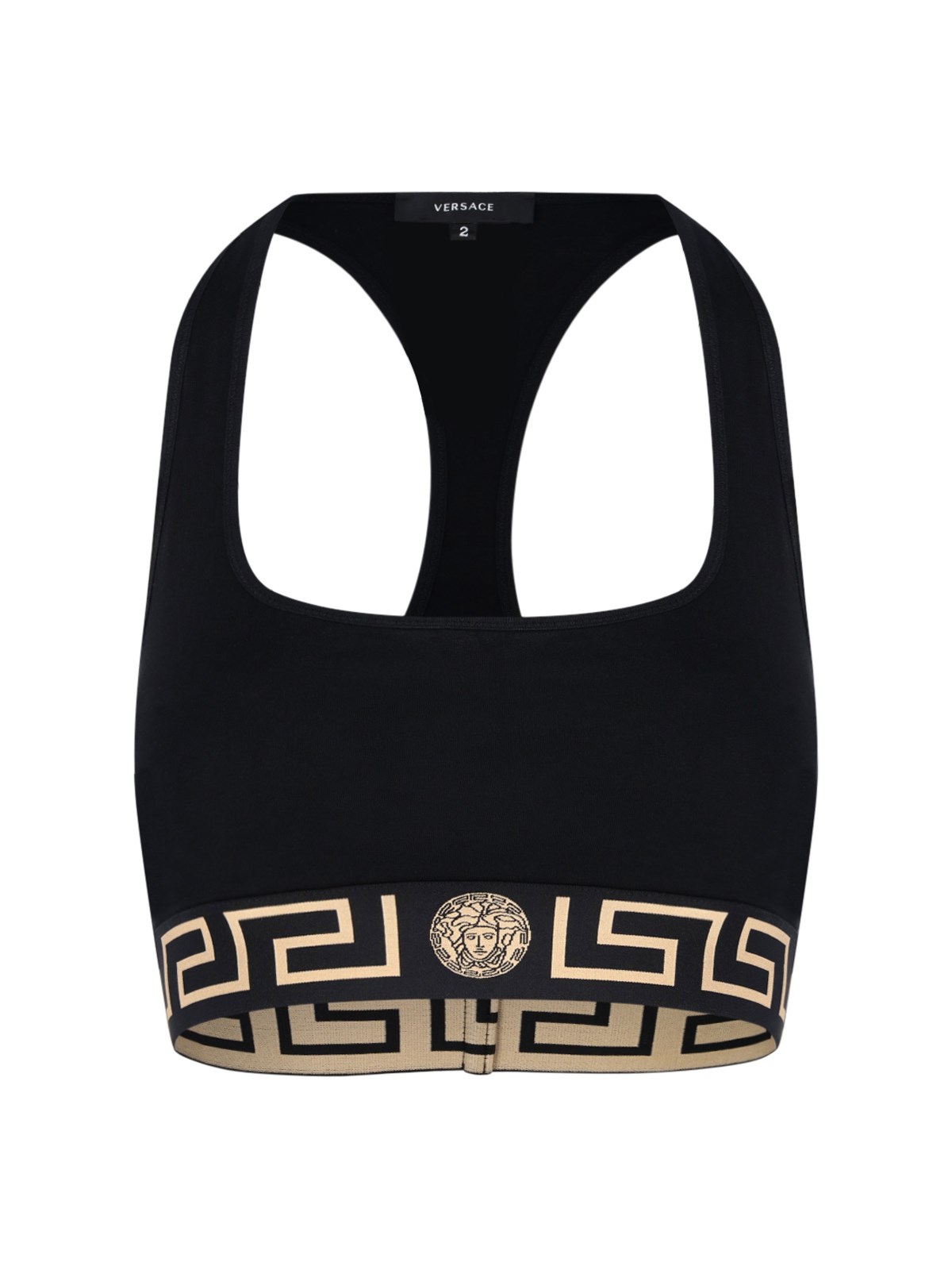 Shop Versace Greek-edged Sports Bralette In Black  