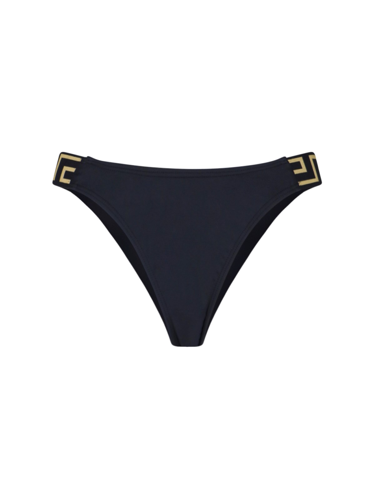 Shop Versace "greca" Border Bikini Briefs In Black  