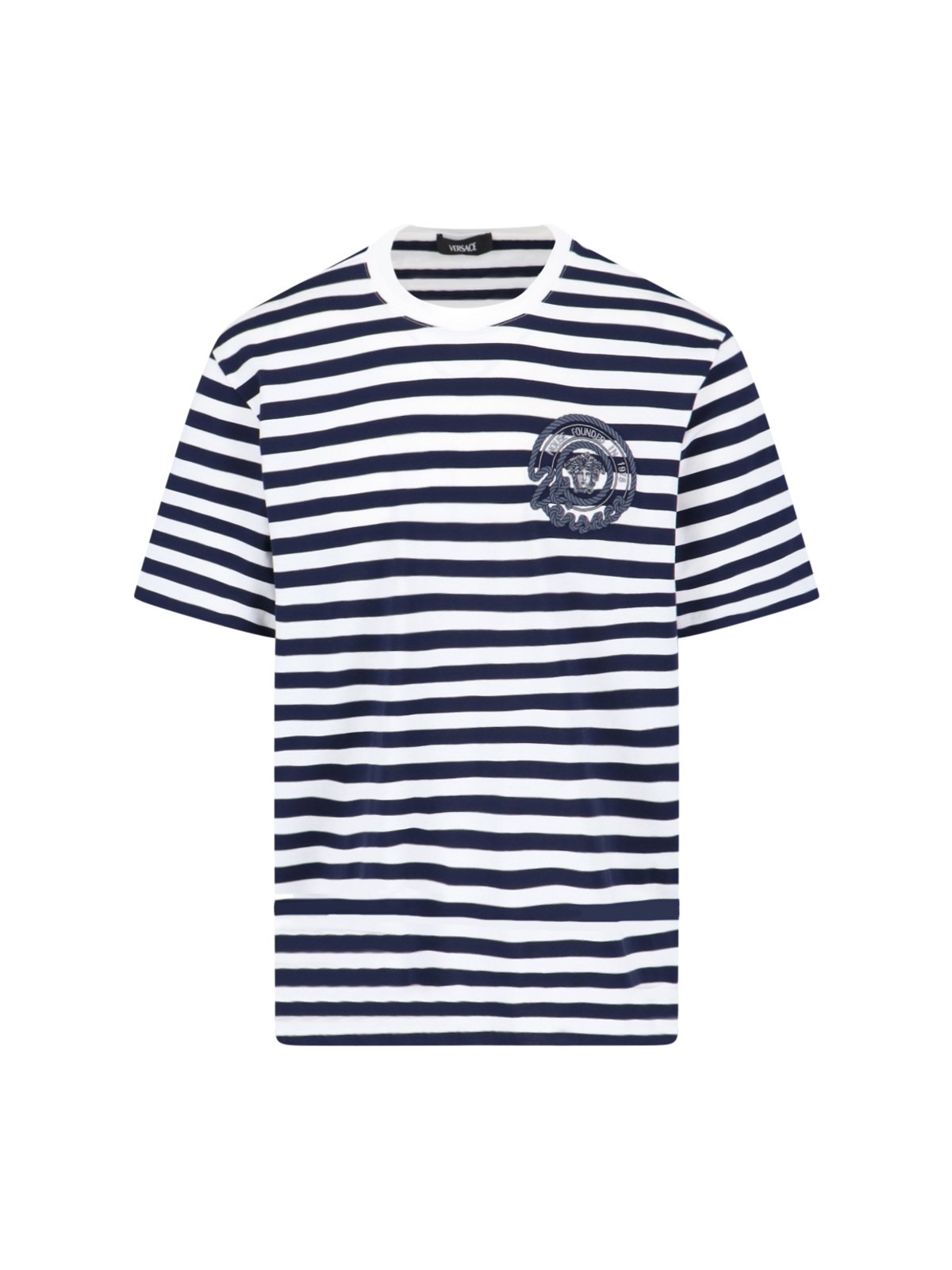 Shop Versace 'nautical Stripe' T-shirt In White