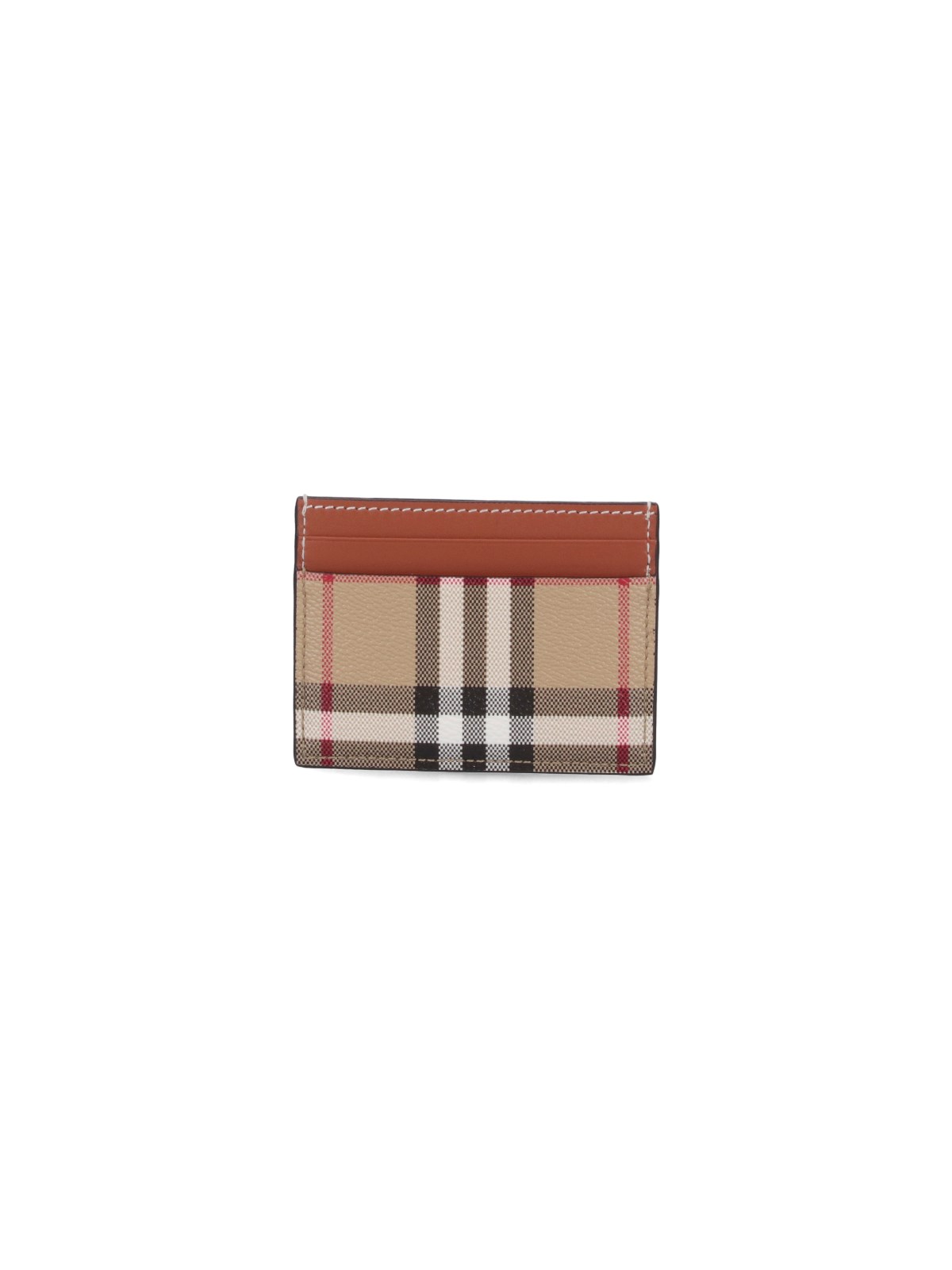 Shop Burberry Check Reason Card Holder Wallet In Beige