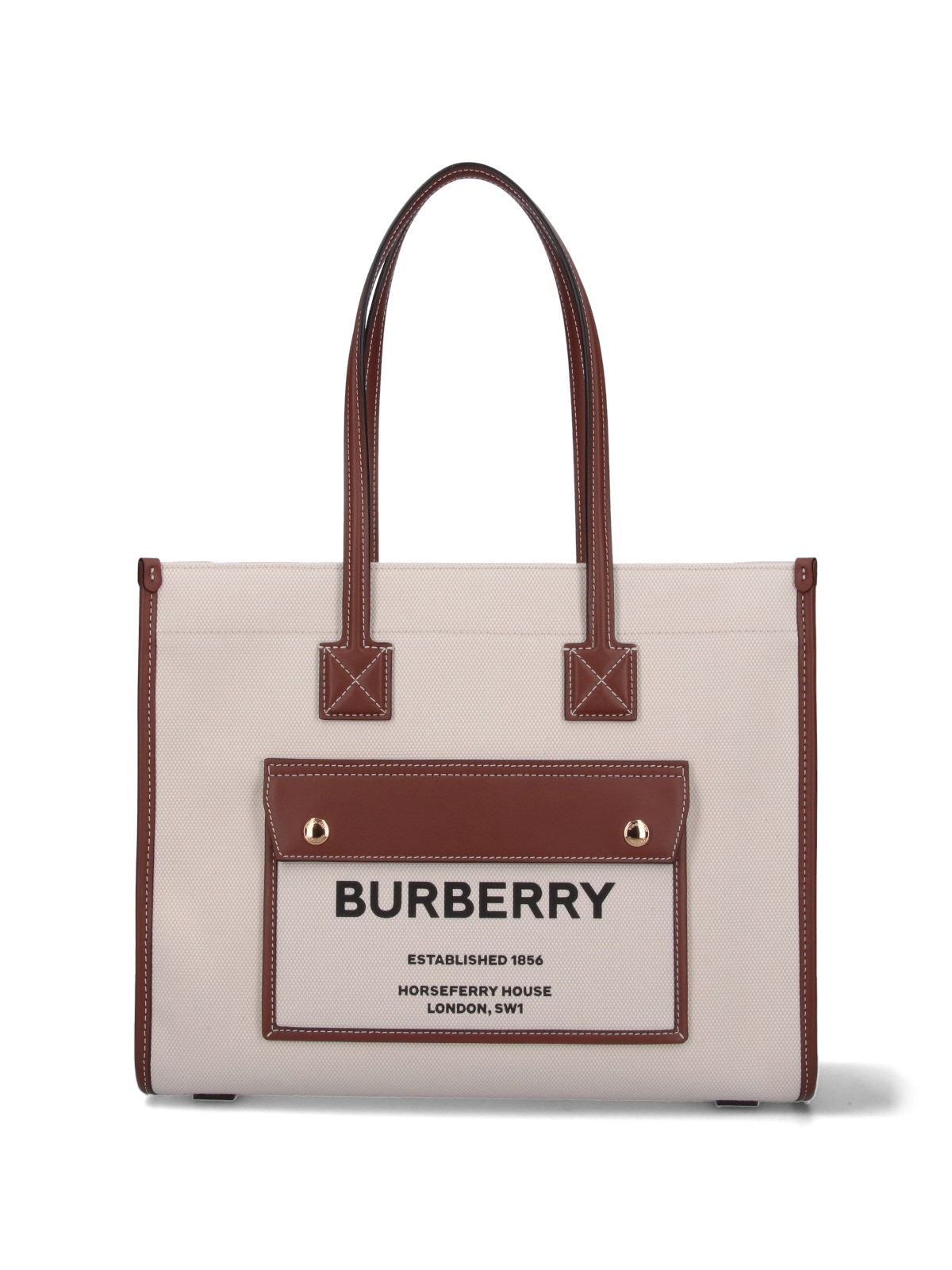 Burberry Small Leather-trimmed Printed Canvas Tote - Women - Ecru Tote Bags