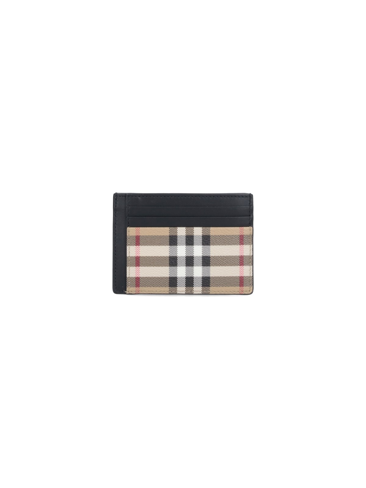 Shop Burberry "check" Card Holder In Beige