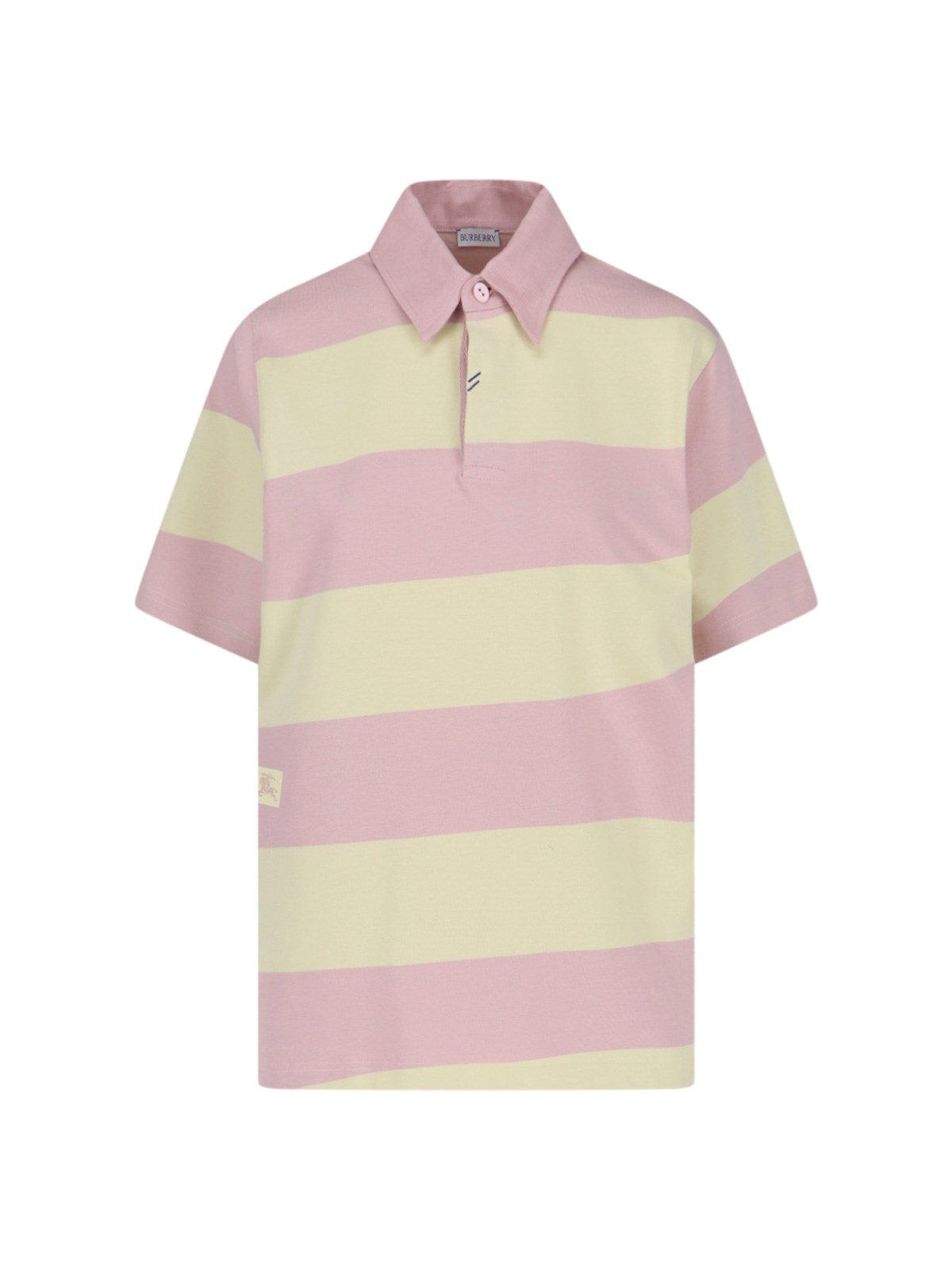 Shop Burberry Striped Polo Shirt In Pink
