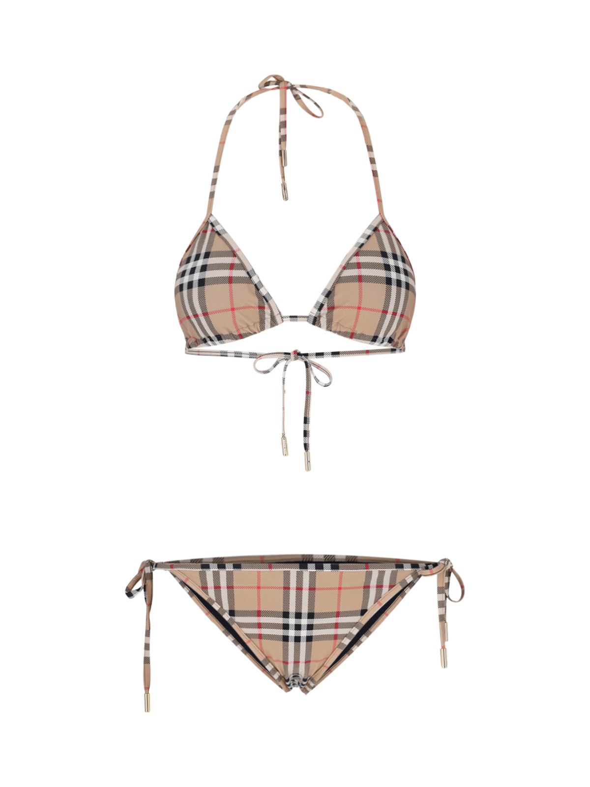 Shop Burberry 'vintage Check' Bikini Set In Beige