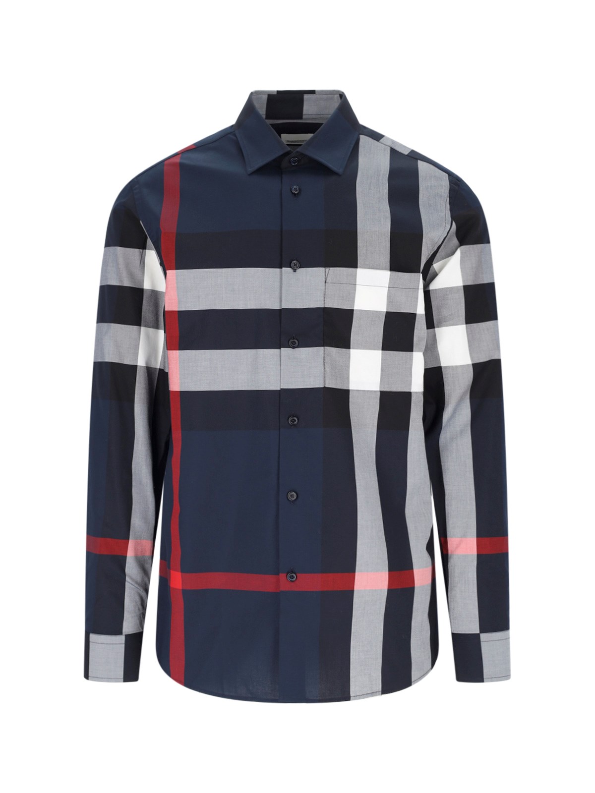 Shop Burberry Check Shirt In Blue
