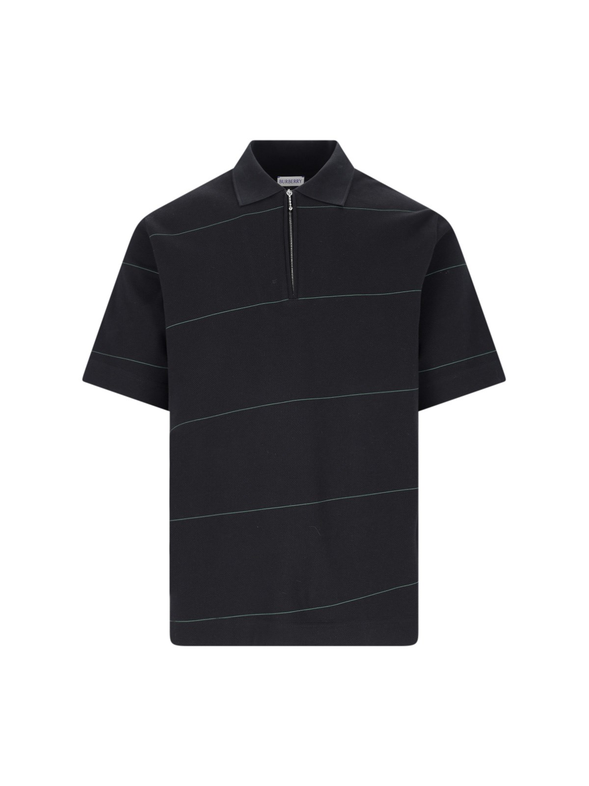 Shop Burberry Striped Polo Shirt In Black  