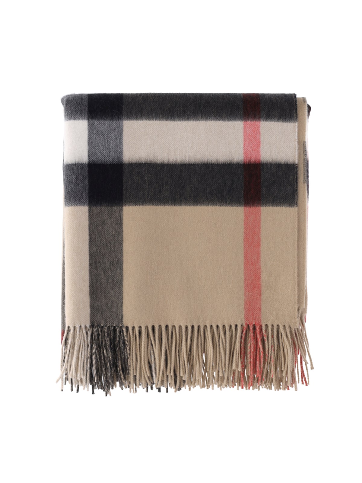 Burberry 'exaggered Check' Cashmere Blanket In Beige