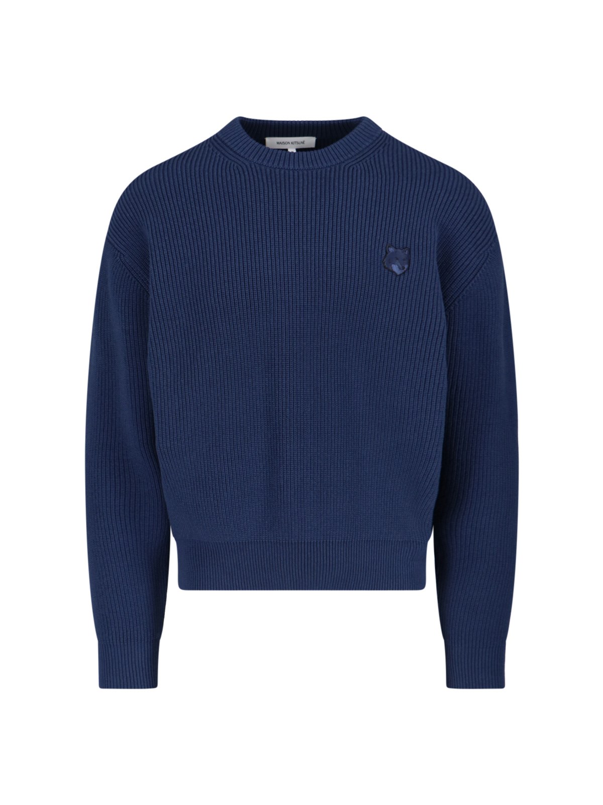 Shop Maison Kitsuné 'bold Fox Patch' Sweater In Blue
